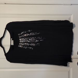 Linea by Louis Dell'Olio Black Blouse with silver sequins XL